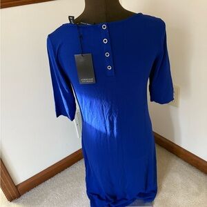 Adrienne Vittadini Dress Women Small Blue Stretch Short Sleeve Solid Casual
NWT